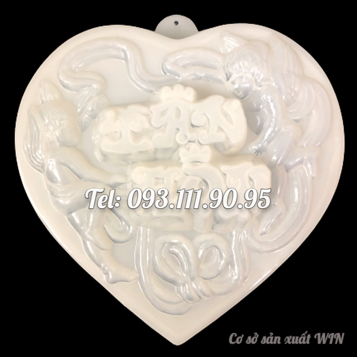 Khuôn rau câu cưới hỏi Tân Hôn thiên thần – Khuôn hình tim loại 20 cm - Mã số 1108