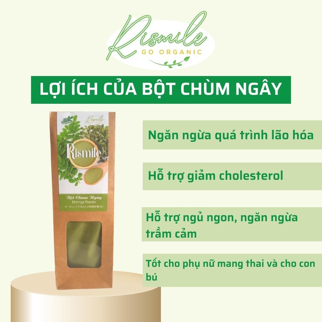 Bột chùm ngây hữu cơ nguyên chất Rismile 35 gram, Bột đắp mặt, Bột gia vị, Bột dinh dưỡng cho bé