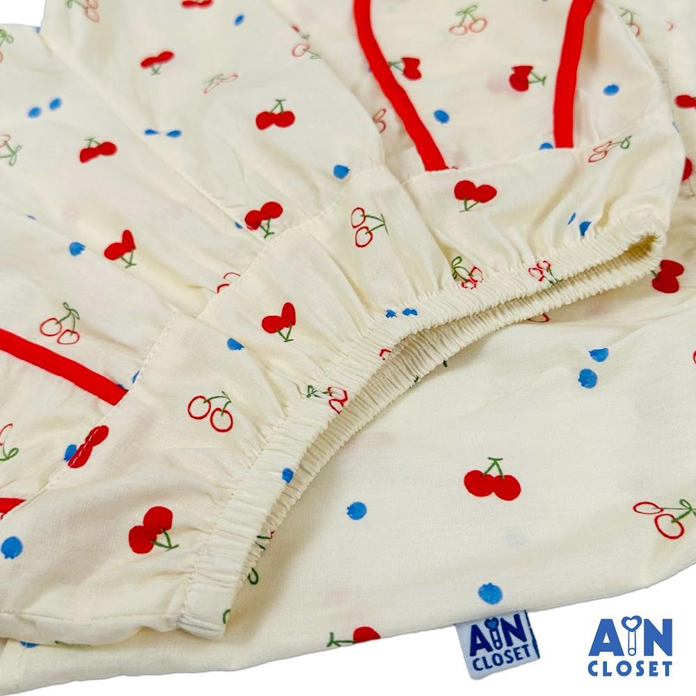 Bộ quần áo Ngắn bé gái họa tiết Cherry Nhí Trắng cotton - AICDBG93LRLP - AIN Closet