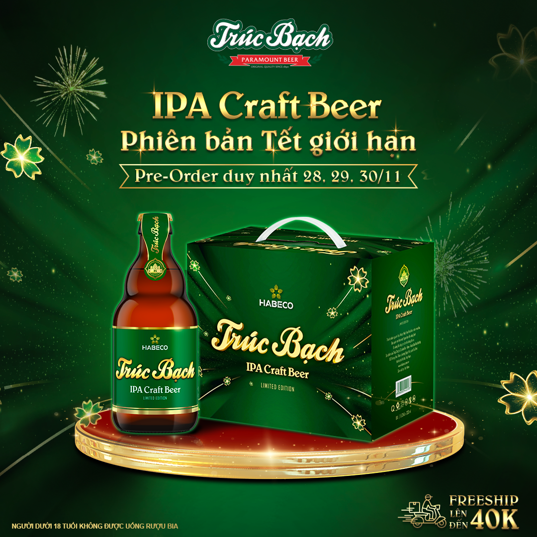 Bia Trúc Bạch IPA Craft - Hộp 6 chai 330ml