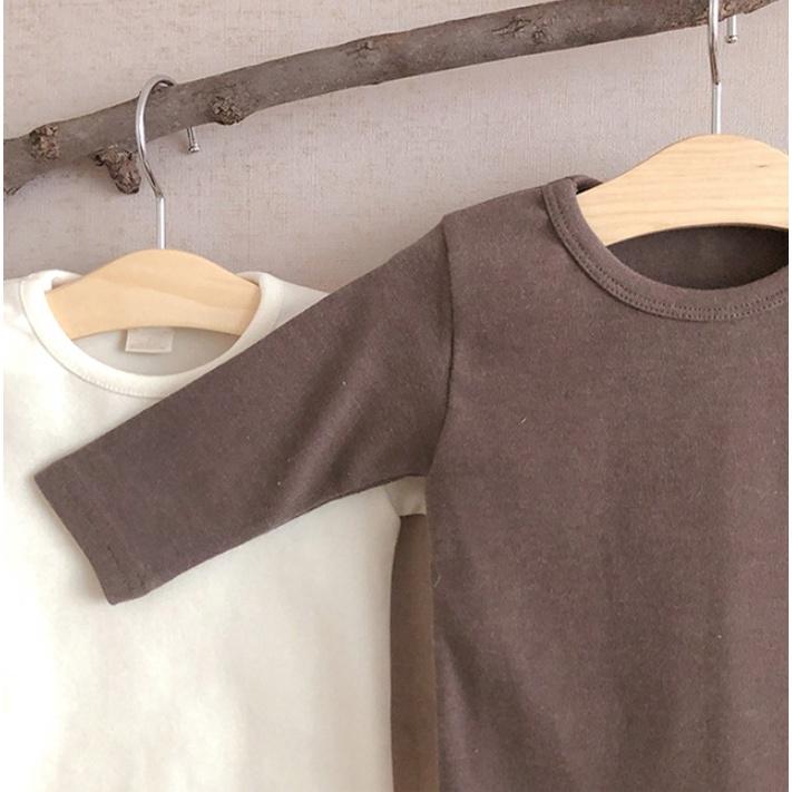 Áo cotton dài tay màu trơn phong cách hàn quốc BBAMMA cho bé Mimo baby A04
