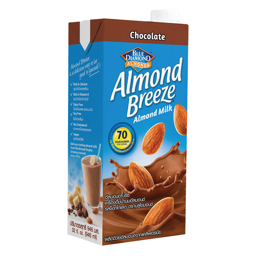 Sữa Hạt Hạnh Nhân ALMOND BREEZE CHOCOLATE 946ml - Sản phẩm của TẬP ĐOÀN BLUE DIAMOND MỸ - Đứng đầu về sản lượng tiêu thụ tại Mỹ