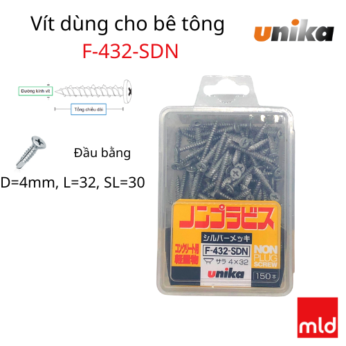 Ốc vít bắt tường, bê tông đầu bằng Unika mã F