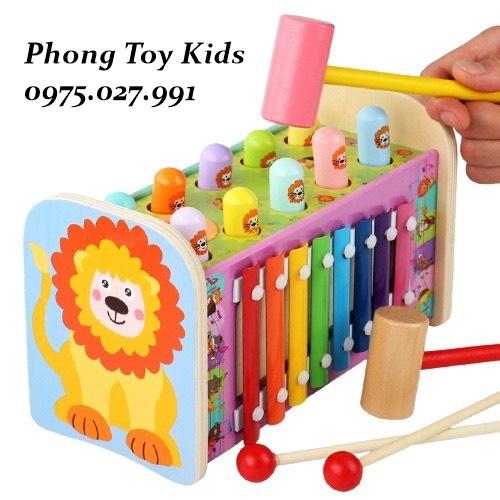 Đập chuột kèm đàn 3in1 bằng gỗ hình sư tử- giúp bé phát triển trí tuệ