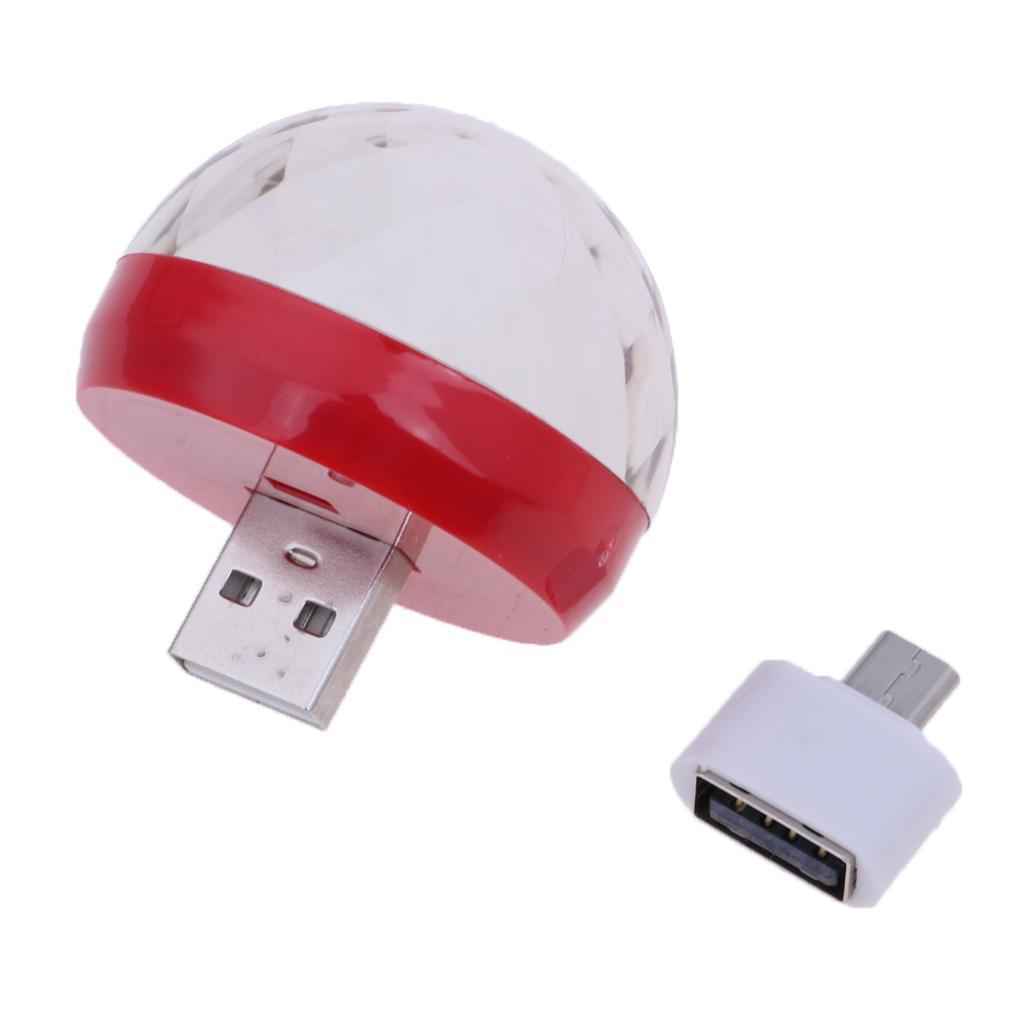 Mini USB Stage Voice Control Magic Ball Lamp RGB LED Bulb Red