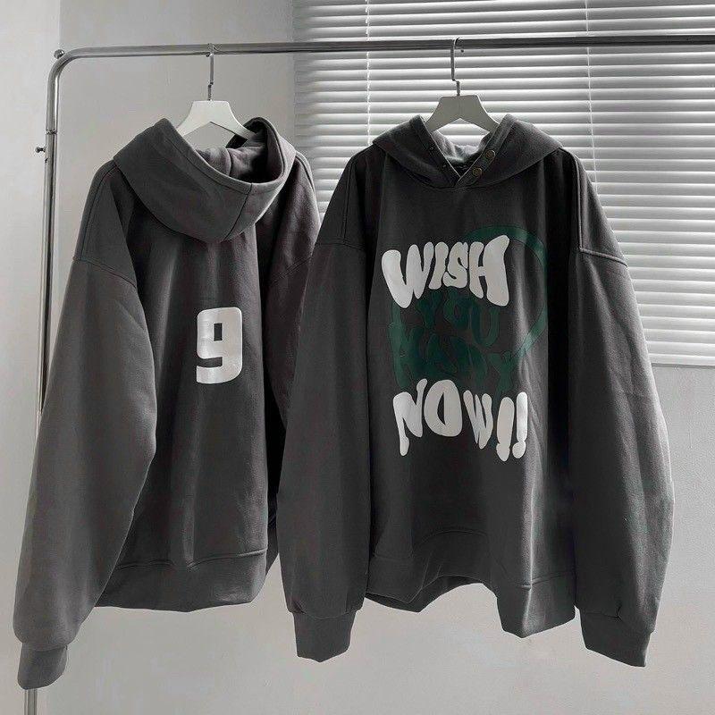 Áo Khoác hoodie nữ WIST_9 nỉ ngoại cao cấp form rộng,nón to có nút bấm kiểu most hình in nổi 2 màu xám,nâu cá tính