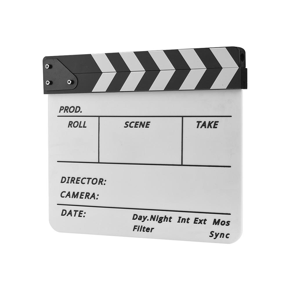 Xóa khô Acrylic Director Film Clapboard Movie TV Cut Action Scene Clapper Board Slate with Marker Pen, Color Stick