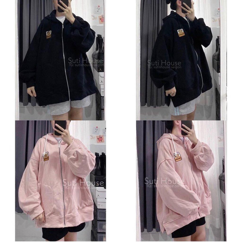 Áo Hoodie Zip Nỉ Ngoại logo Gấu - Áo Khoác Nỉ dây kéo Unisex