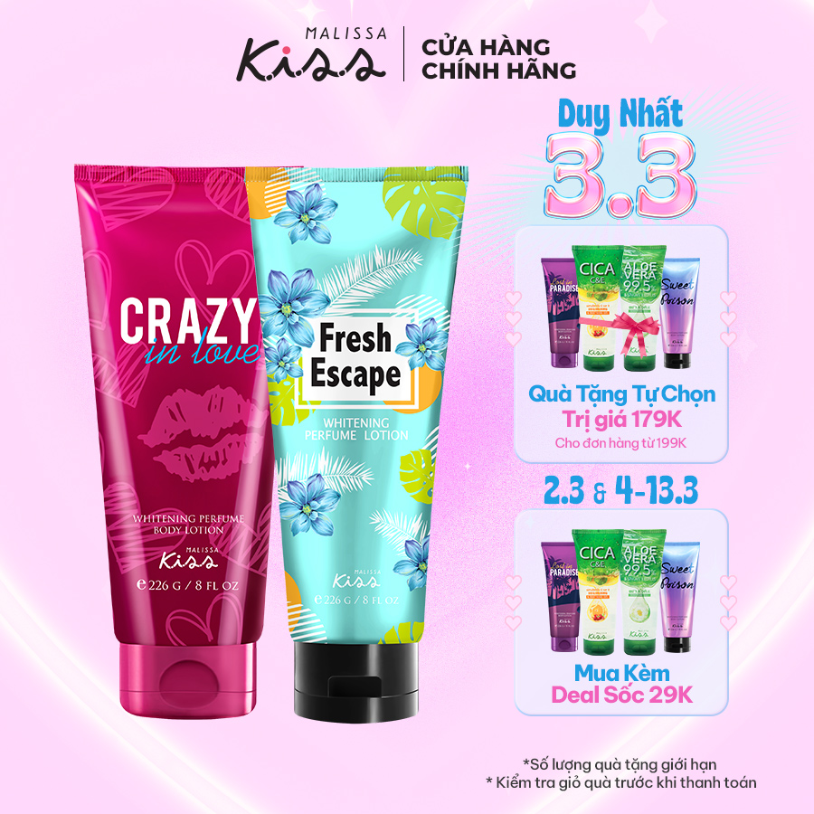 Bộ Đôi Dưỡng Thể Trắng Da Hương Nước Hoa Trái Cây Ngọt Mát Crazy + Fresh 452g