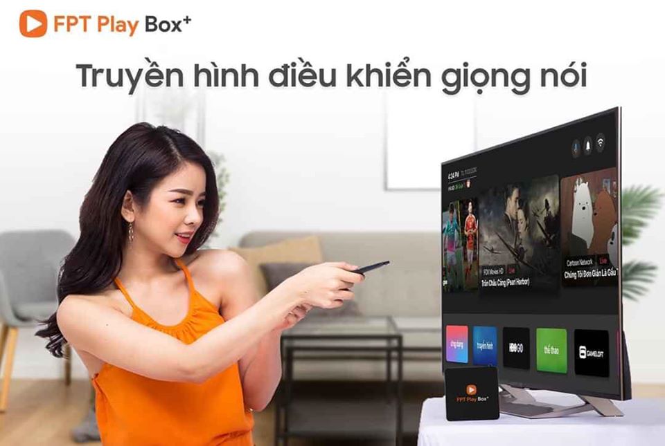 FPT Play Box + NEW 2021 Voice Remote – Điều khiển tìm kiếm bằng giọng nói Hàng chính hãng