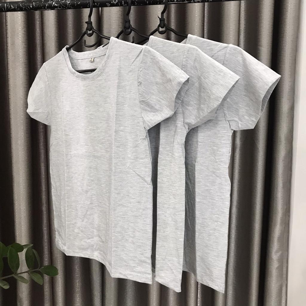 Áo Thun Trơn Màu Xám️Hình Thật 100%️Vải Cotton Mịn Đẹp Không Xù Lông