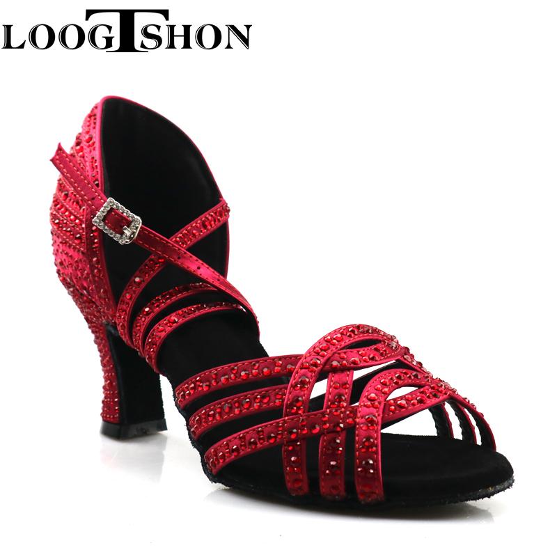 Loogtshon Nhảy Latin Giày Người Phụ Nữ Giày Khiêu Vũ Cho Bé Gái Phòng Khiêu Vũ Nhảy Latin Giày Người Phụ Nữ Có Ren Salsa Tango Giày Color: picture hee10cm Shoe Size: 5