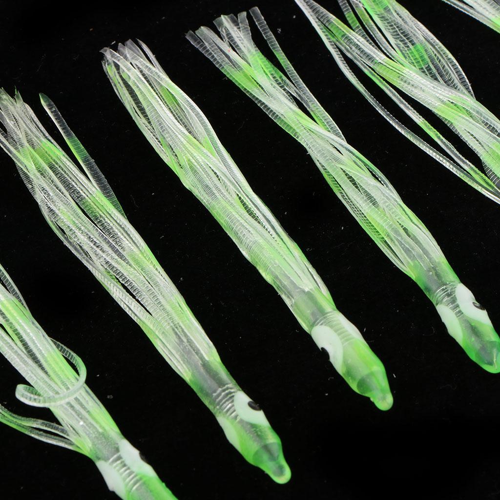 30pcs Artificial Squid Skirts Lures Saltwater Trolling Baits Green/Brown