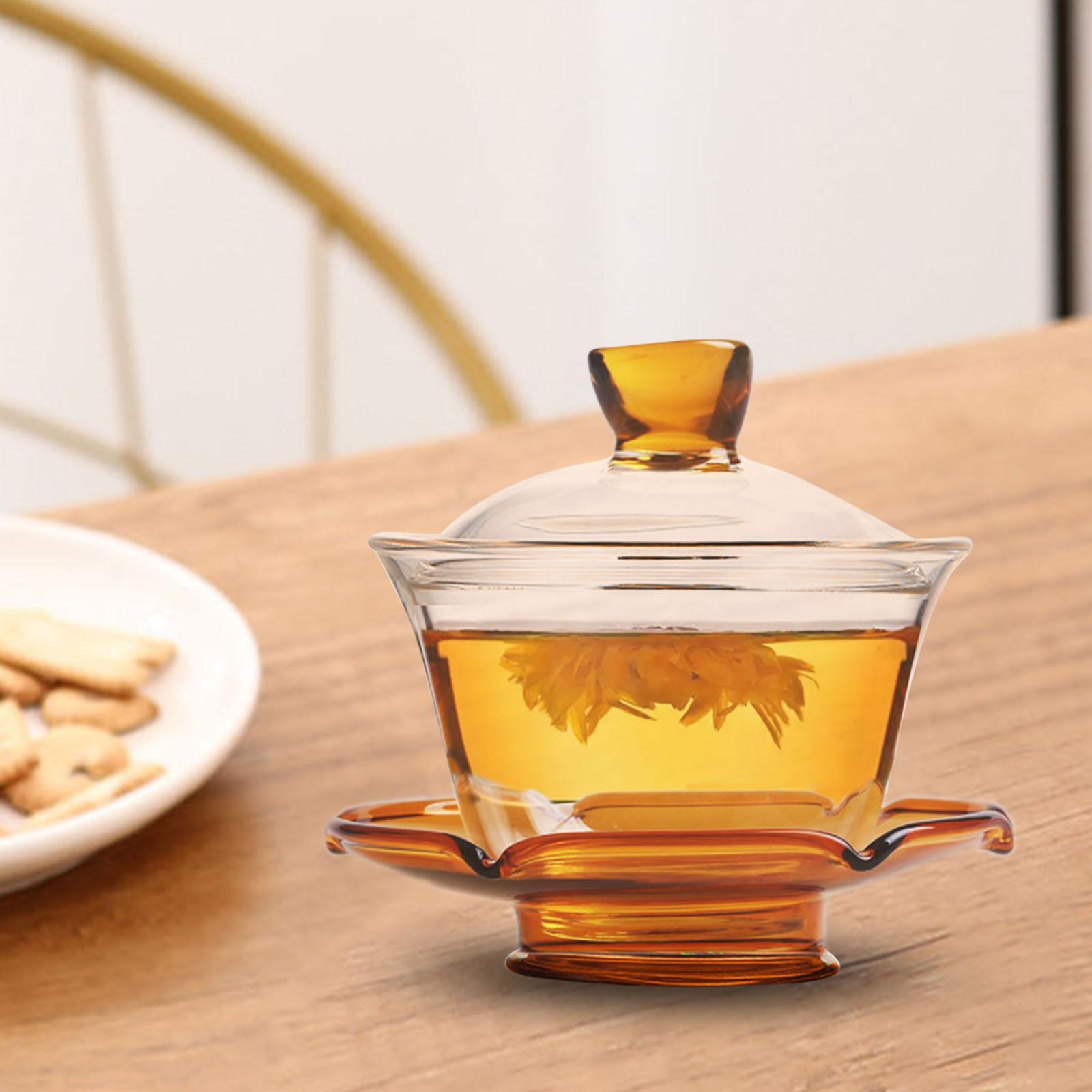 Glass Teapot Set with Lid Tea Maker Tea Cup Transparent Kungfu Glass Tea Set for Office