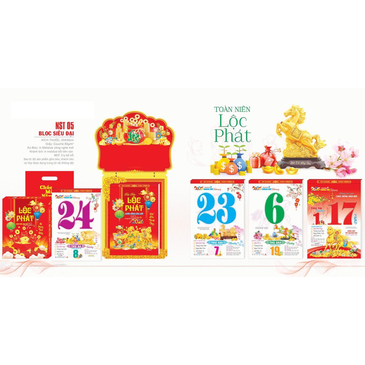 Lịch Bloc Siêu Đại 2026 - Toàn Niên Lộc Phát - Sách Thời Đại STĐ-NST05