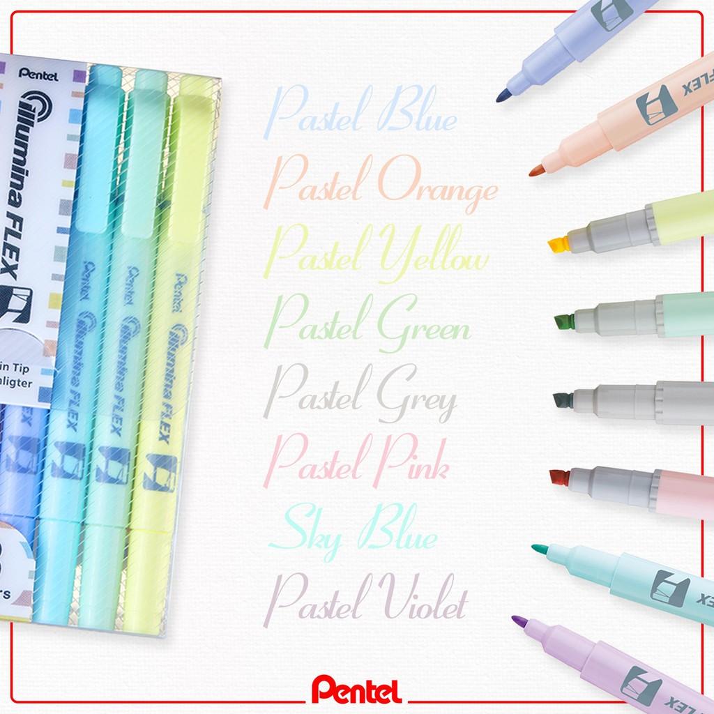 Bộ 8 Bút Dạ Quang 2 Đầu Pentel Màu Pastel SLW11P | Nét Bút Trơn, Mực Ra Đều, Nhanh Khô Không Nhòe