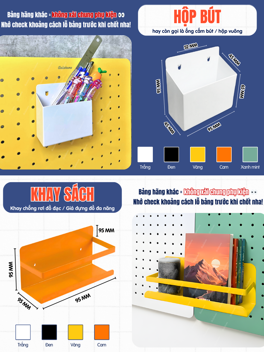 Hộp đựng bút kim loại - Phụ kiện bảng Pegboard