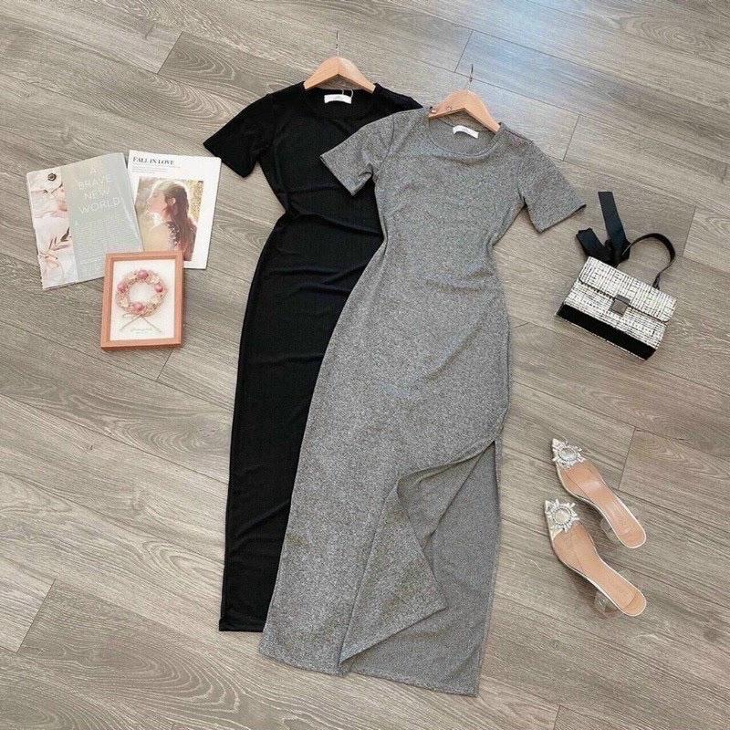 Đầm gân body xẻ dài