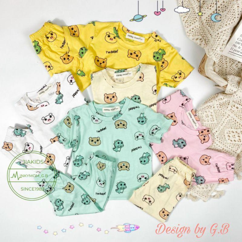 Bộ cộc tay quần alibaba thun lạnh Minky Mom màu trơn cho bé trai bé gái từ 5-19kg