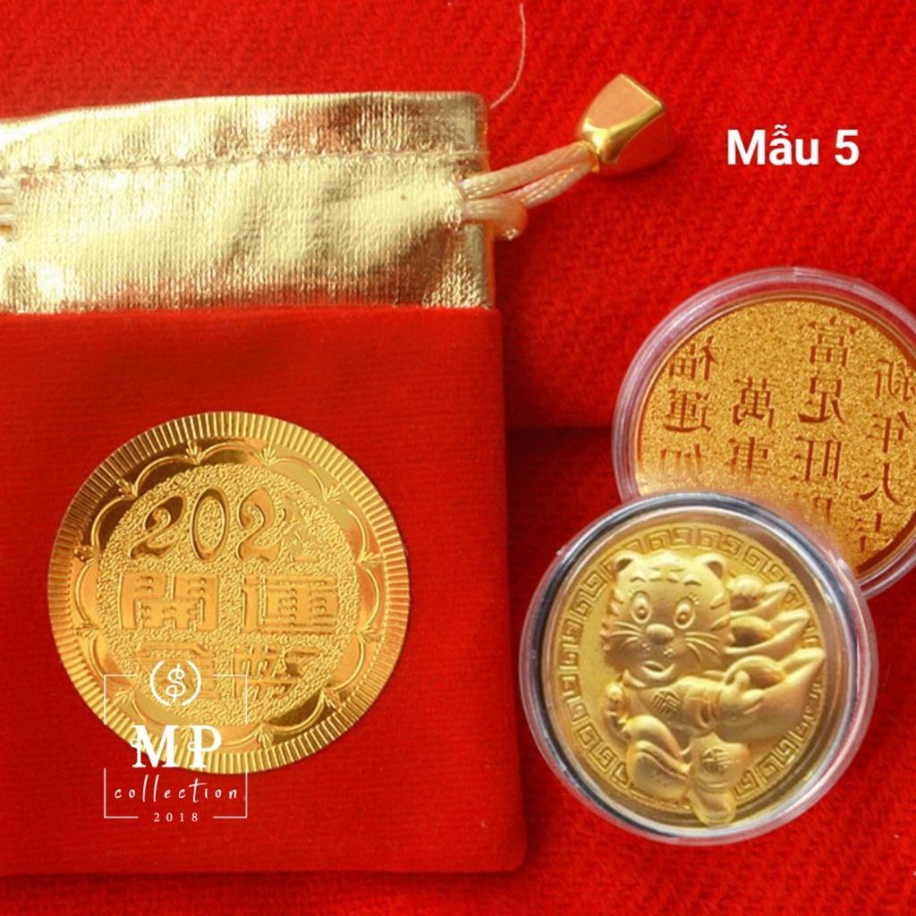 Xu Hình Cọp Cute - Tặng Kèm Túi Gấm Đỏ May Măn.