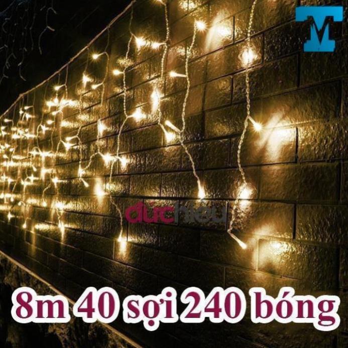 Dây đèn LED rèm 8m 40 sợi, dây đèn chớp tắt, đèn trang trí noel