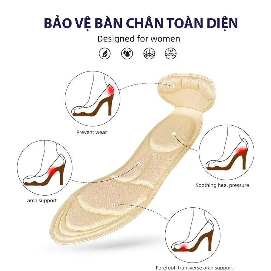 Miếng lót giảm size cho giày bị rộng Cao Cấp MÀU ĐEN Miếng lót giày cao gót mũi nhọn cho giày bị rộng cao cấp, vải thoáng khí và êm chân