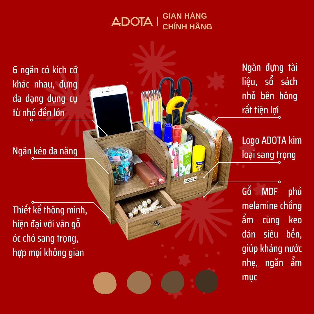 (HOT) Kệ gỗ để bàn dành cho Giám Đốc, kệ decor ADOTA cao cấp bàn làm việc mã sản phẩm KG22M668