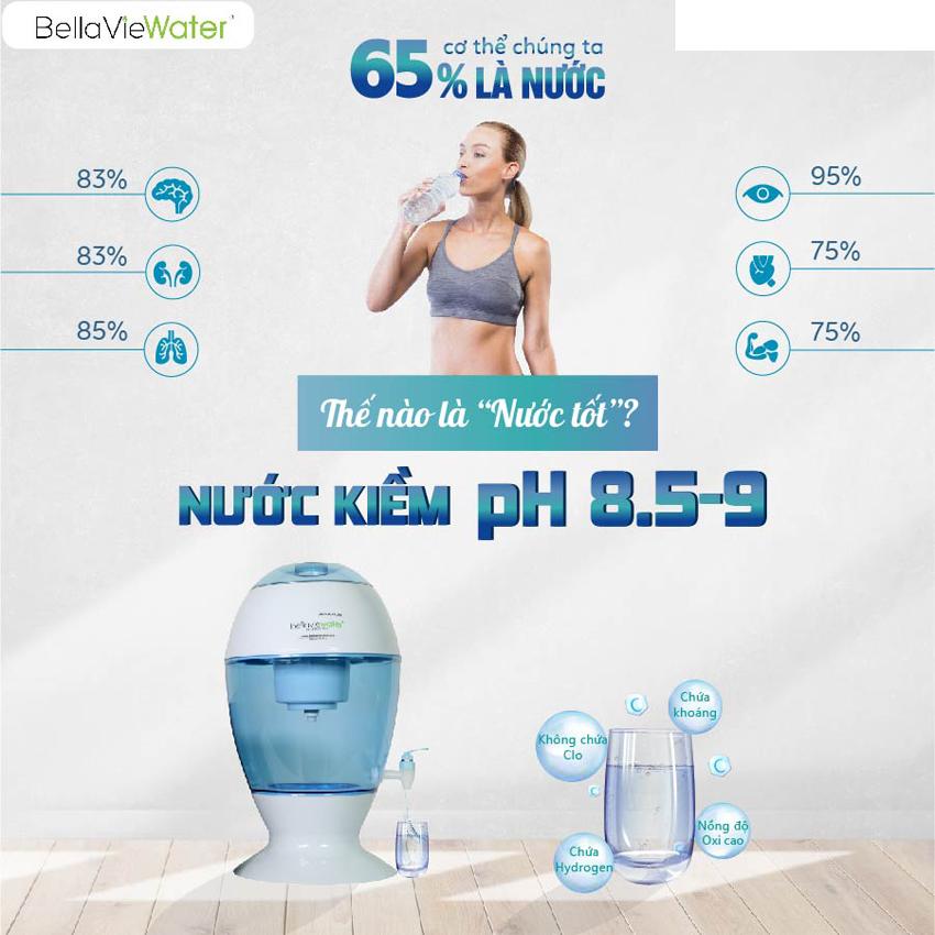 Máy Lọc Nước Ion Kiềm Hydrogen BellaVie Water 20L kèm lõi  - Hàng chính hãng