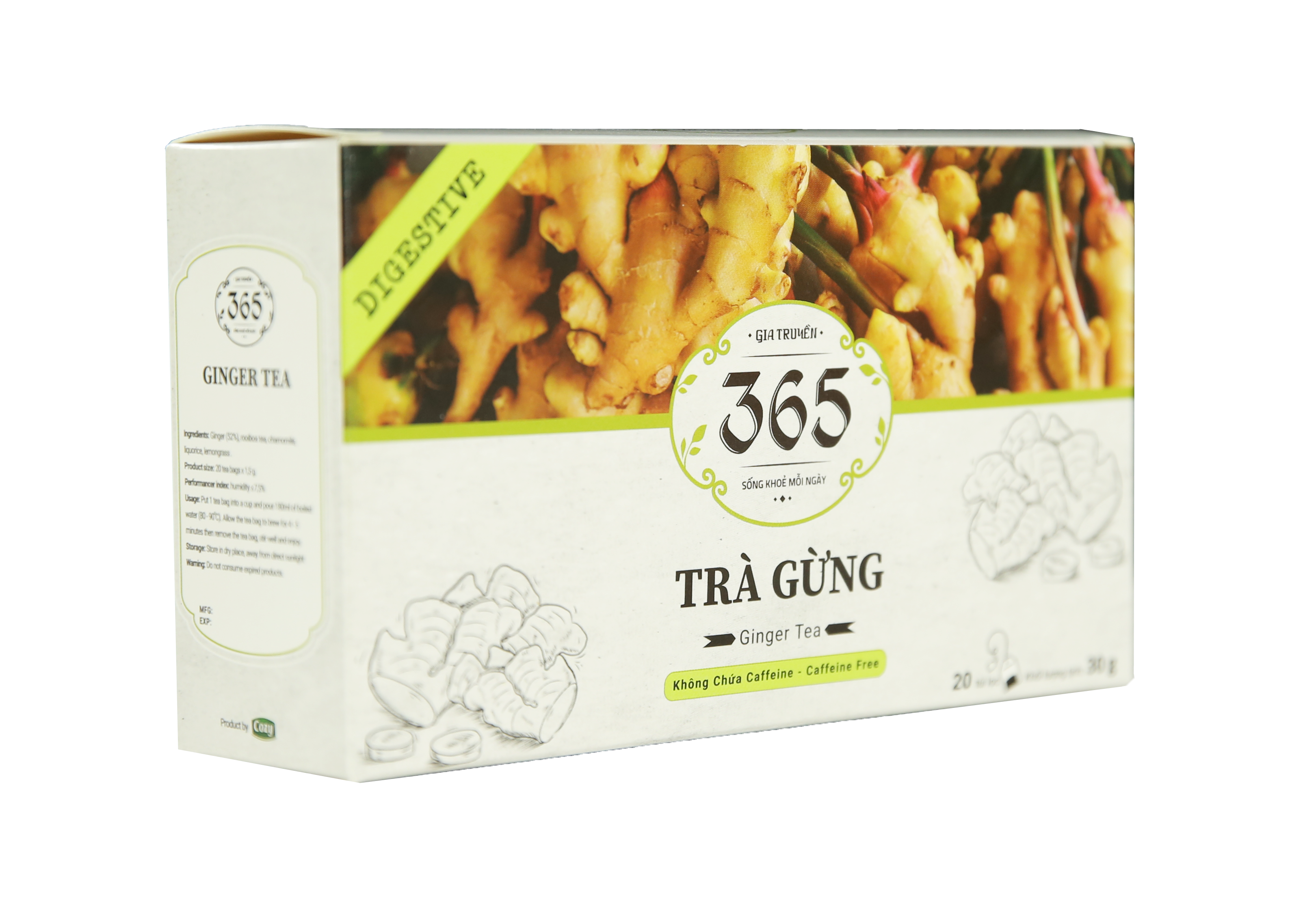 Cozy - Trà Thảo Mộc 365 - Trà Gừng (Hộp 20 túi x 1,5g )