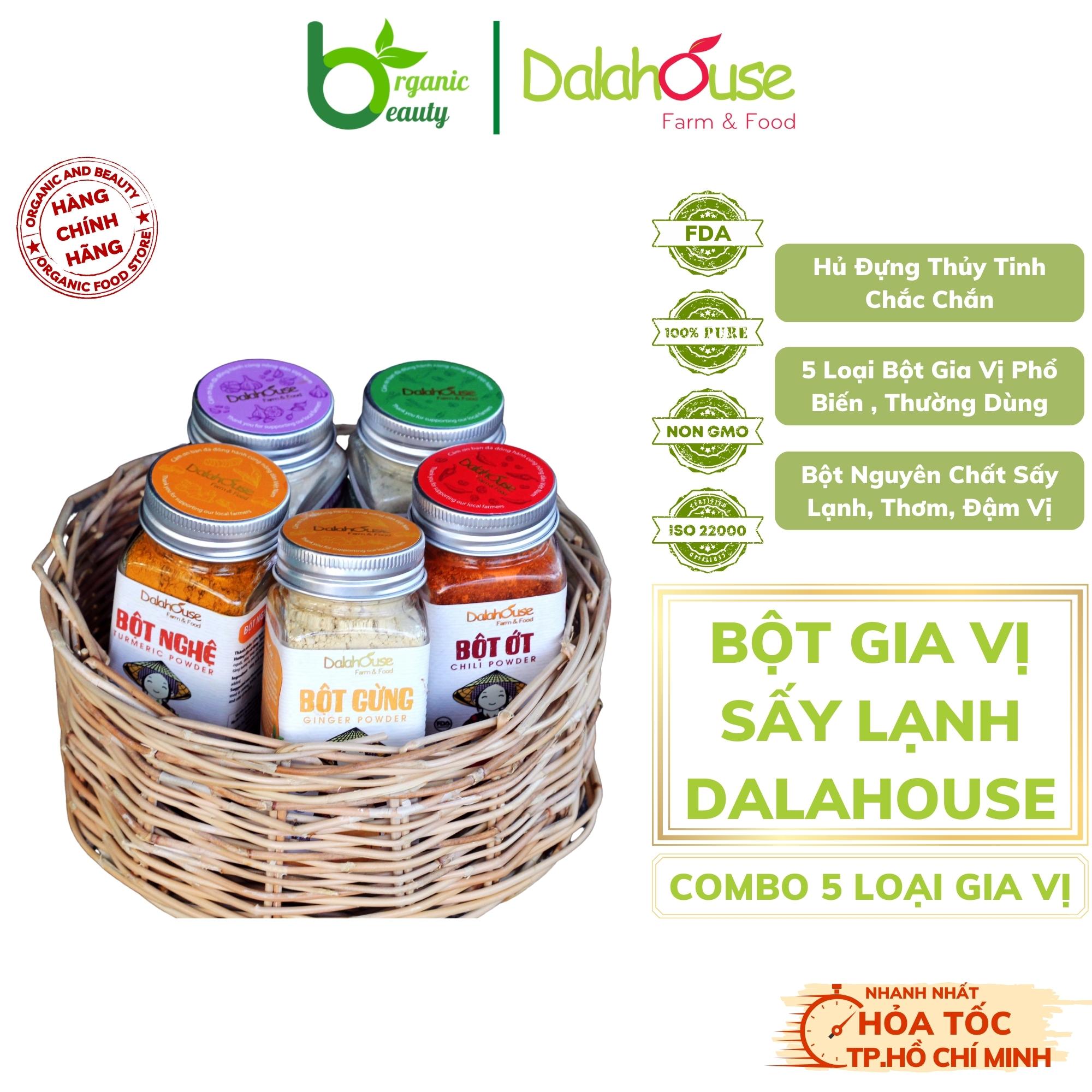 Combo Bột Gia Vị Organic Dalahouse - Bột Gia Vị Nguyên Chất Sấy Lạnh Combo 5 Loại Thơm, Đậm Vị.