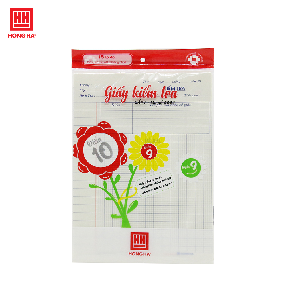 Giấy kiểm tra 4 ô ly cấp 1 Hồng Hà - 4961