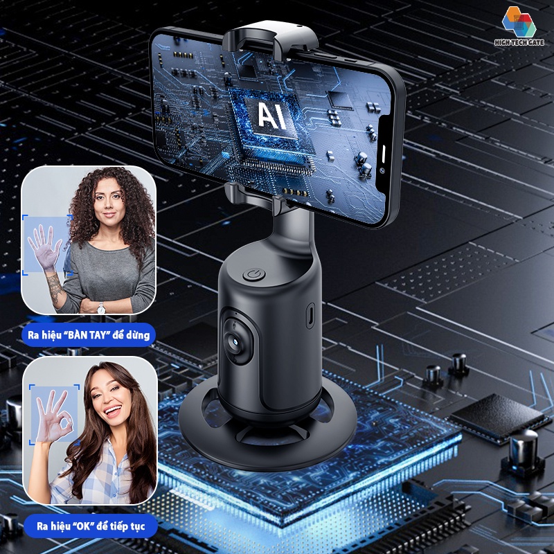 Gimbal AI kiêm giá đỡ điện thoại cảm biến thông minh quay phim chụp hình xoay 360 độ nhận diện khuôn mặt - Auto Smart Following cameraman  ( Giao màu ngẫu nhiên)