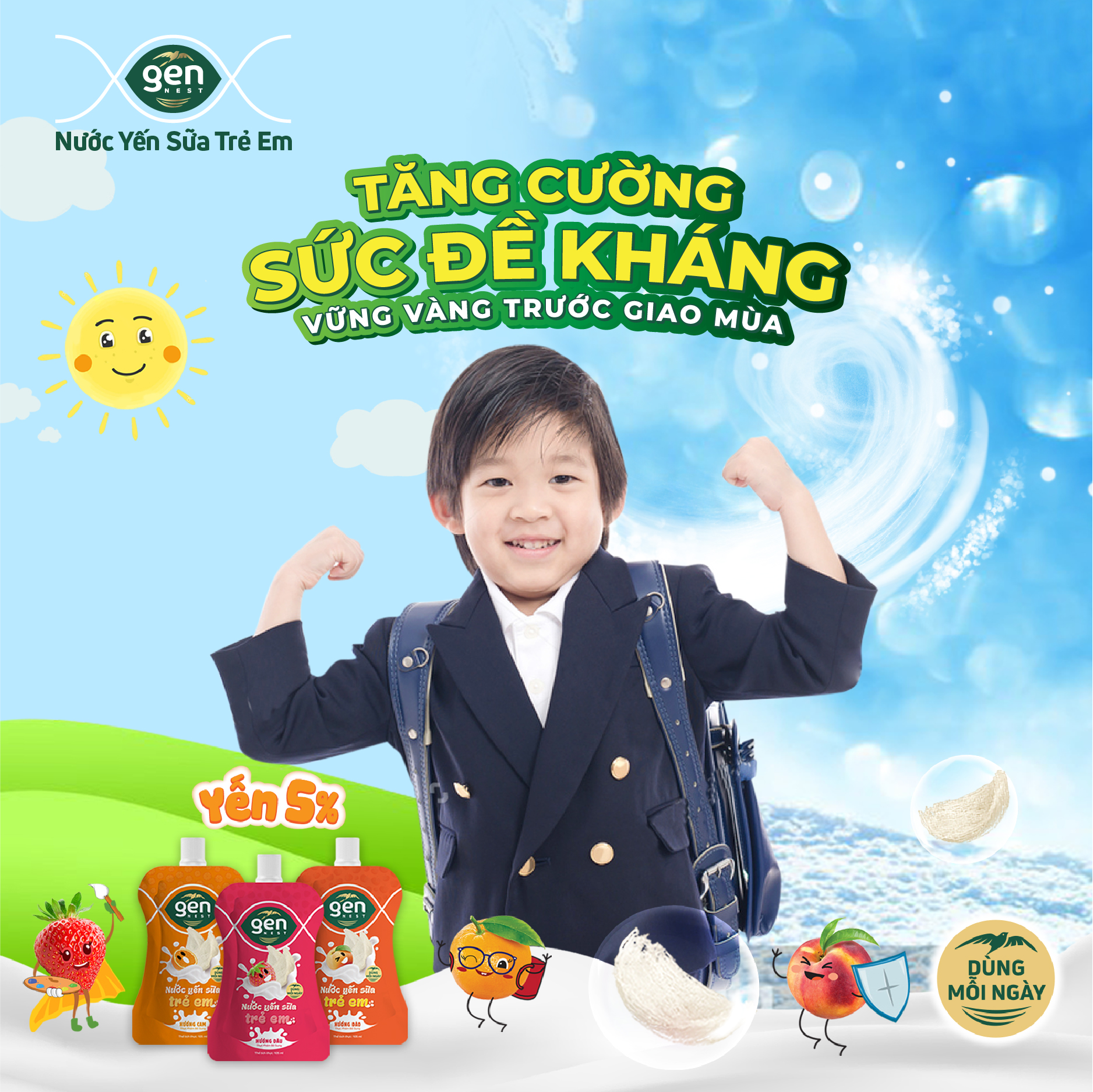 Combo 10 túi Nước Yến Sữa Gennest vị trái cây