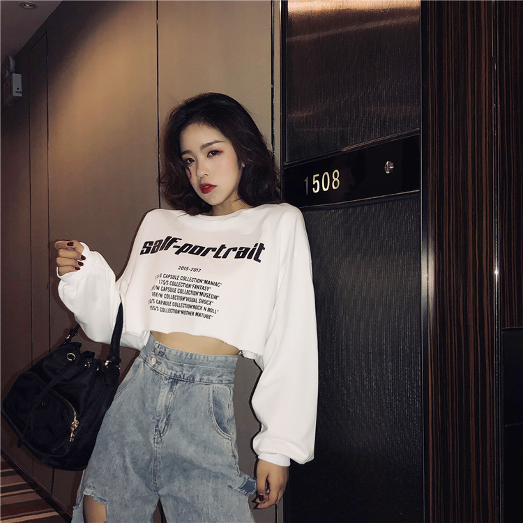 Áo Phông Ngắn Tay Cho Nữ, Áo Crop Top Tay Ngắn, Dáng Rộng, Phong Cách Hàn Quốc