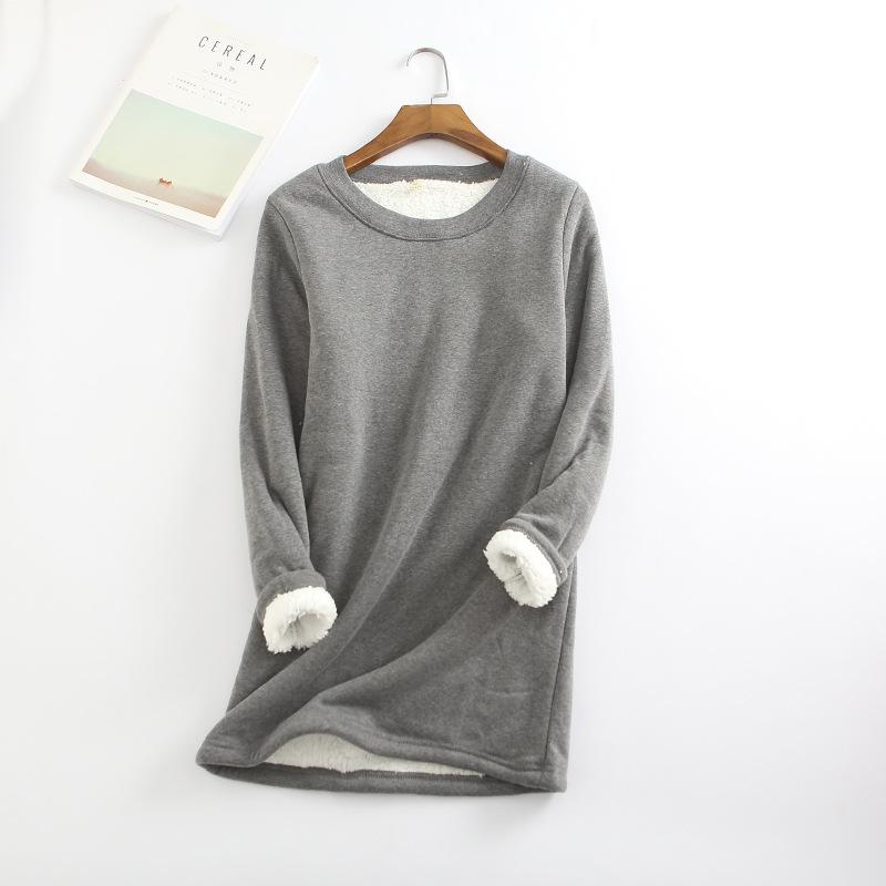 Mùa Đông Phụ Nữ Nhiệt Đồ Lót Tops Soild Ấm Áo Thun Nữ Psg T-Shirt Dài Tay Áo O-Cổ Chiều Dài Trung Bình Nhung Nhiệt Áo