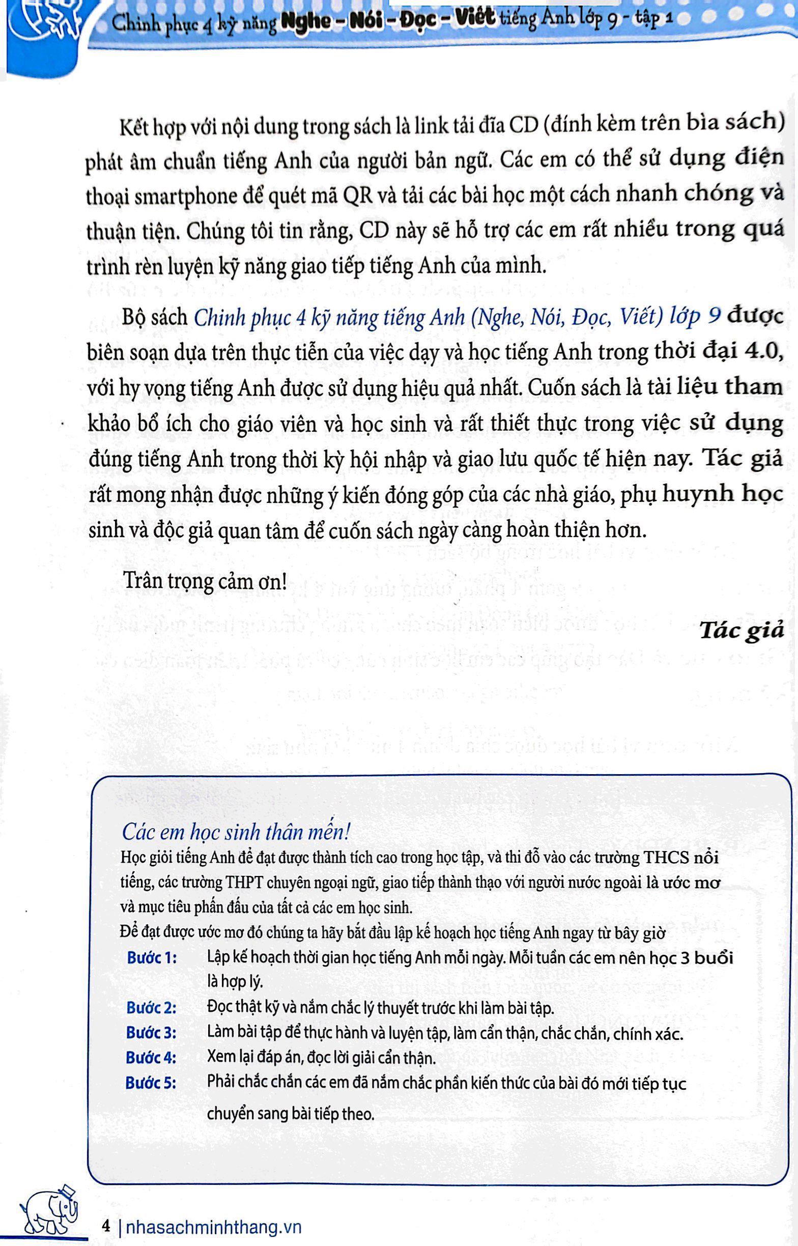 Chinh Phục 4 Kỹ Năng Tiếng Anh Nghe - Nói - Đọc - Viết Lớp 9 - Tập 1