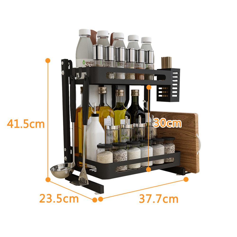Kệ gia vị chữ E cao cấp 2-3 tầng bằng thép carbon chống gỉ, chống xước, kệ đựng chai lọ gia vị đa năng, kệ để đồ nhà bếp gọn gàng, sang trọng