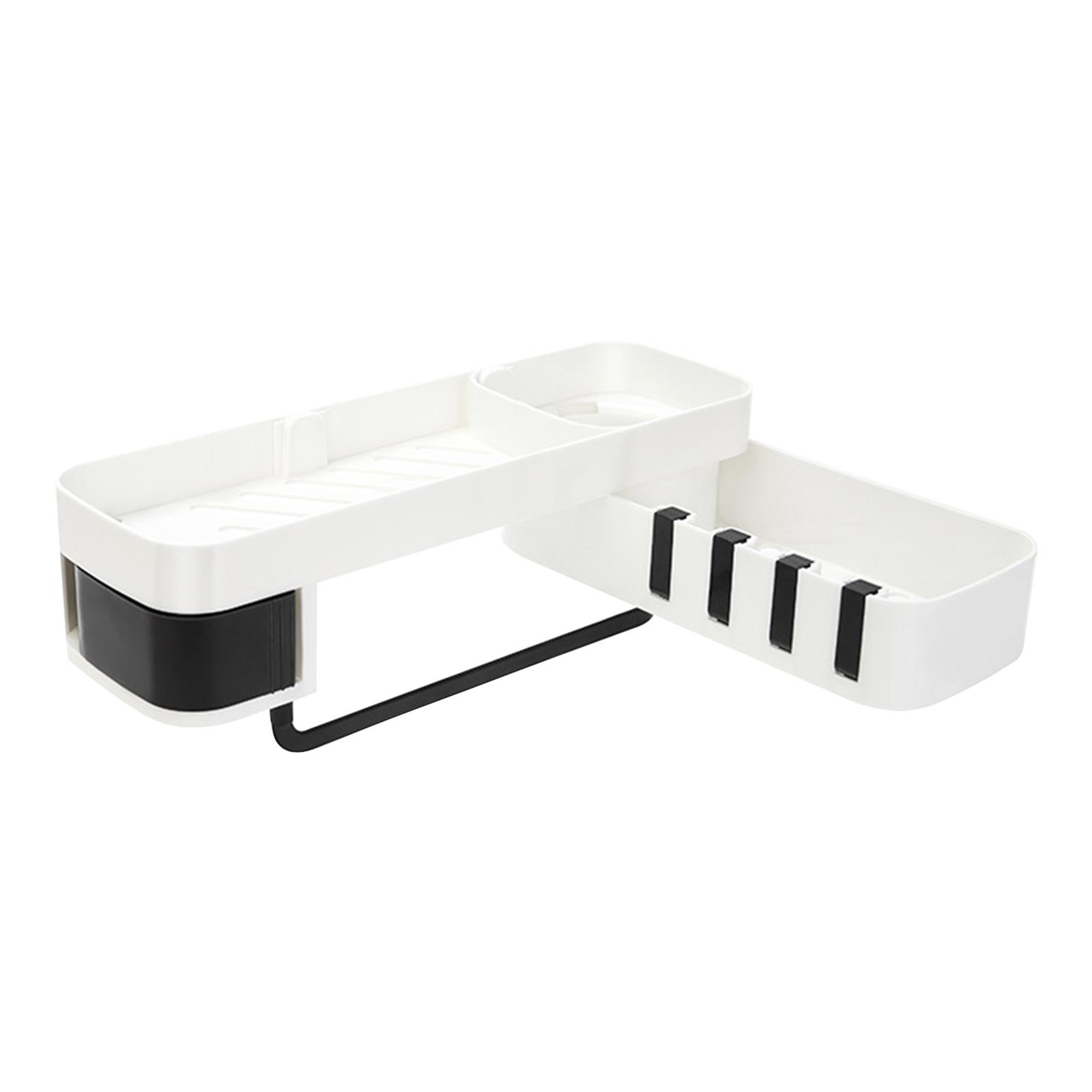 Bathroom Corner Shelf No Drilling Wall-mounted Storage Rack Holder Cabinets 2 Tier Bathtub Bath Shower Caddy Basket