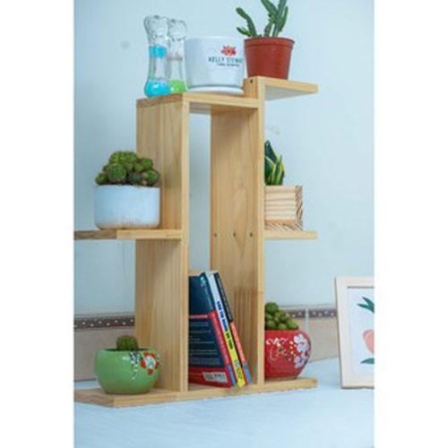 Kệ gỗ, giá đỡ cây cảnh trang trí phòng bàn làm việc lắp ghép tiện lợi 40x40x12cm