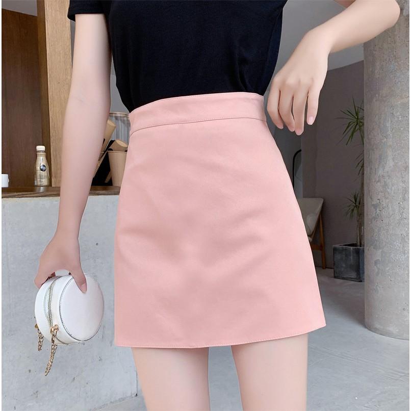 Chân Váy Ngắn Chữ A Có Quần Trong Dài Trên Gối, Màu Đen, trắng, hồng Chất Liệu Vải Mềm Dày Dặn Phong Cách Hàn Quốc