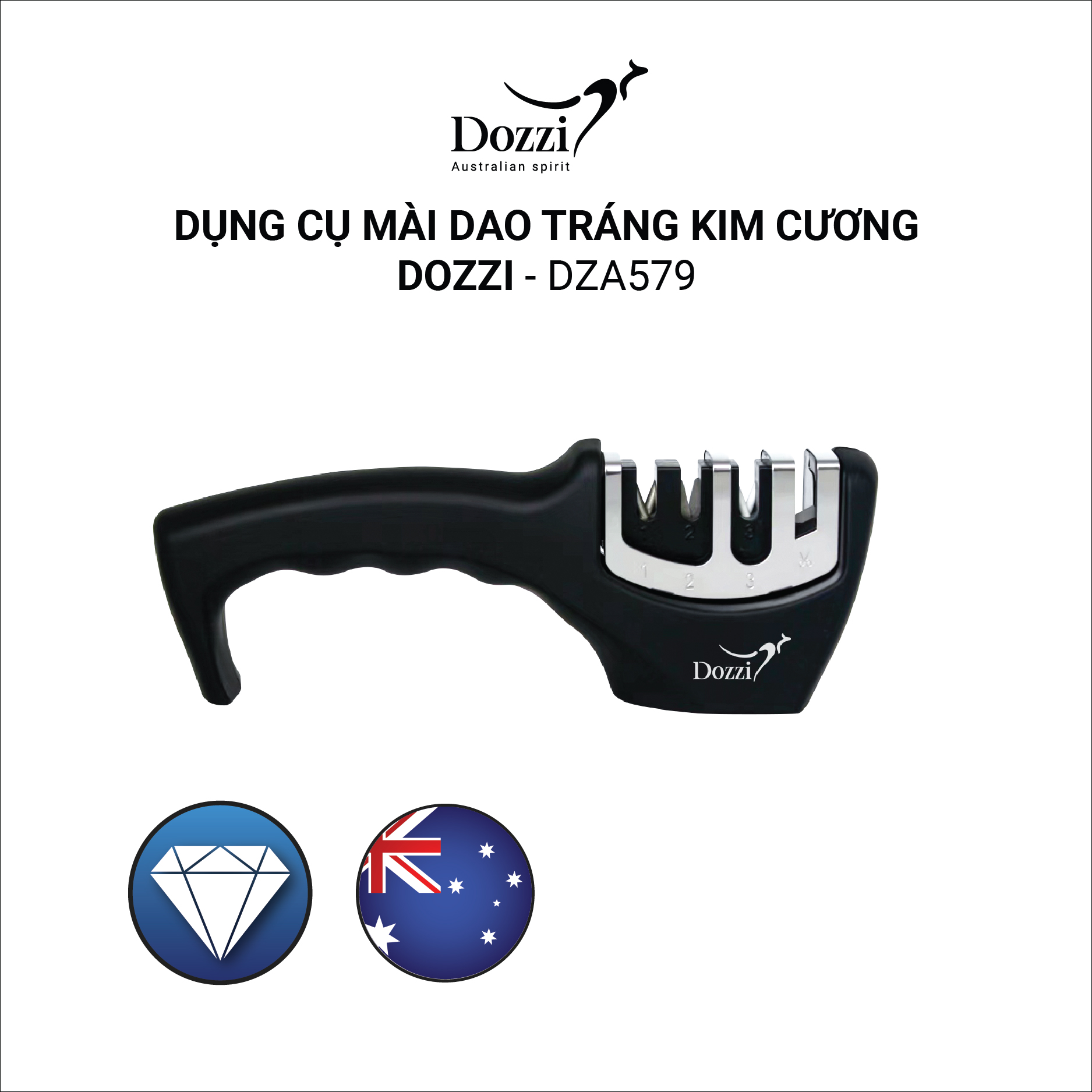 Dụng cụ mài dao tráng kim cương DZA579 Dozzi