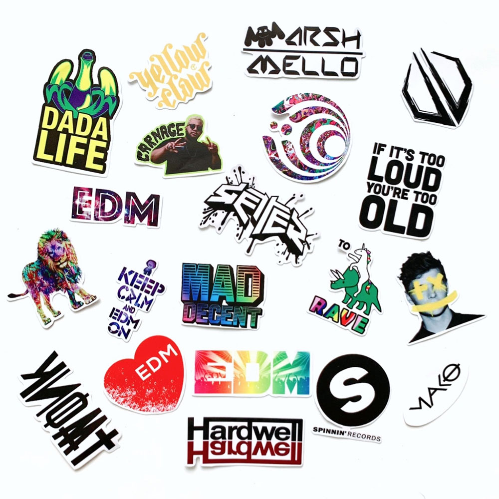 Sticker EDM (2020) Loại 20 Hình Dán Chủ Đề Âm Nhạc Điện Tử Remix Dubstep Chống Nước Decal Chất Lượng Cao Trang Trí