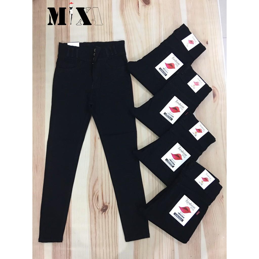Quần jeans skinny cạp cao 3 cúc dài 98cm (có bigsize) - quần bò lưng siêu cao co giãn