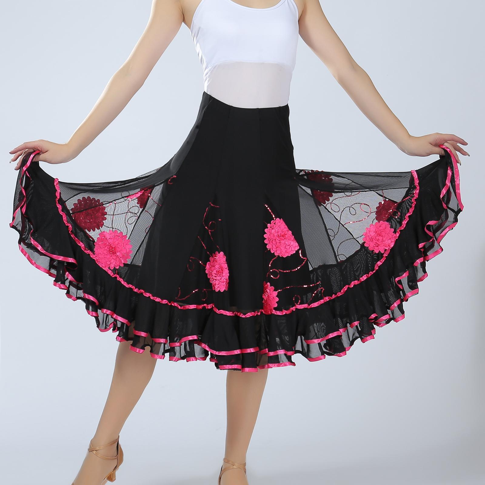 Ballroom Dance Skirt Dancing Costume Stage Performance for Women Green
