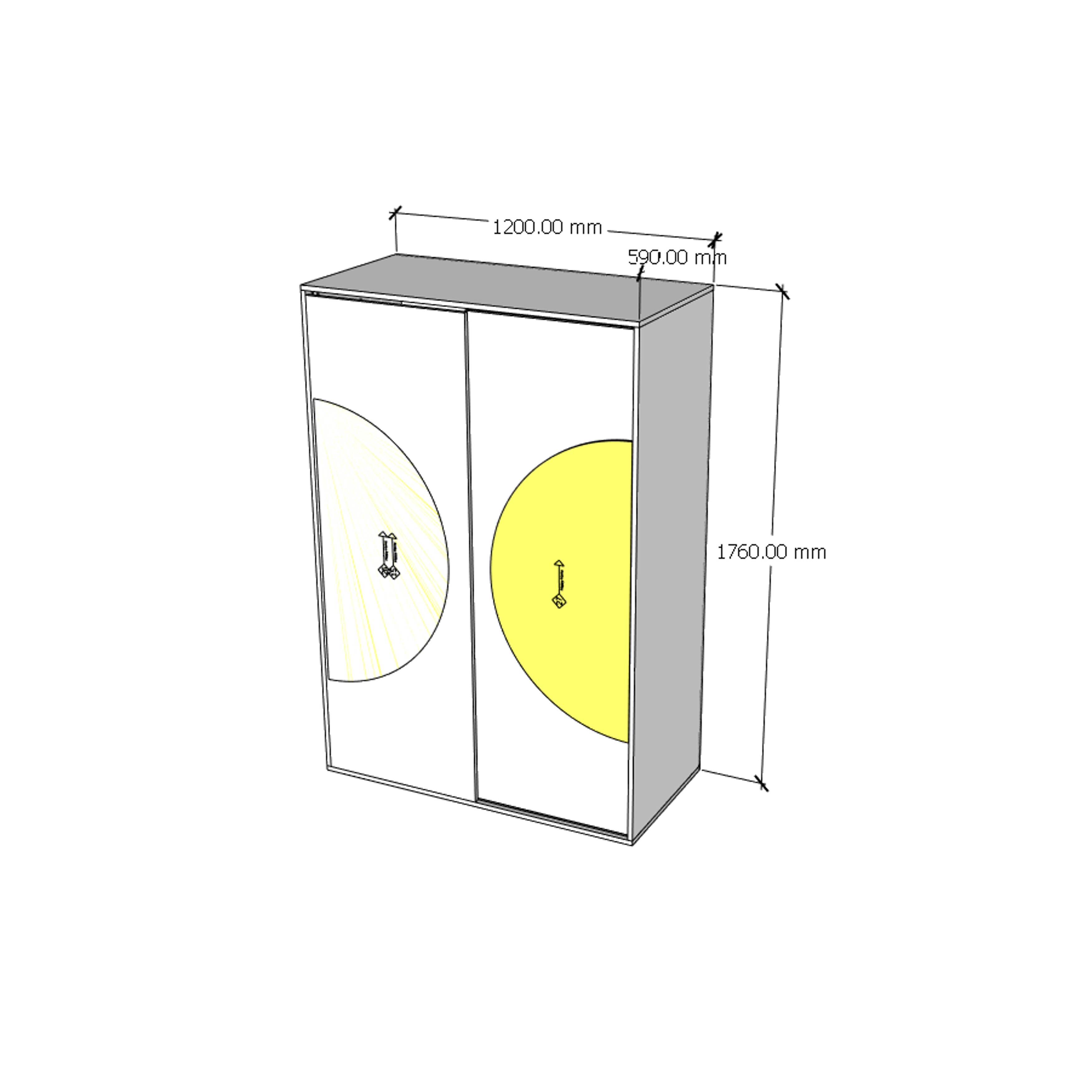 [Happy Home Furniture] BANA, Tủ quần áo 2 cánh lùa, 120cm x 59cm x 176cm ( DxRxC), TCL_029