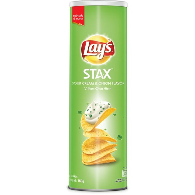 Bánh Snack Khoai Tây Miếng Lay's Stax Thái Vị Kem Chua Và Hành Tây Hộp 105g