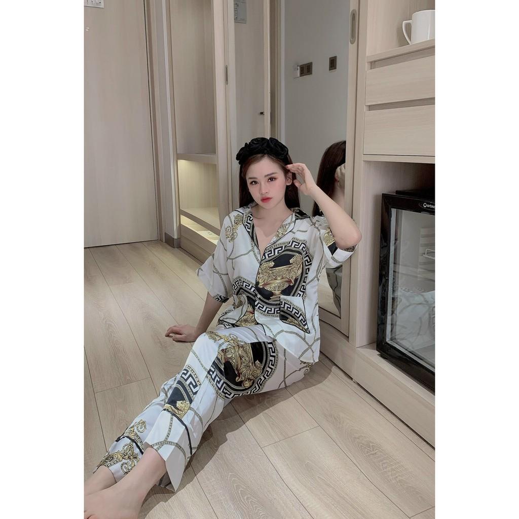 Đồ Bộ Pijama Nữ Đồ Bộ Mặc Nhà Nữ Tay Ngắn, Quần Dài Chất SATIN  Cao Cấp, Không Nhăn Form<60kg Vừa Đẹp