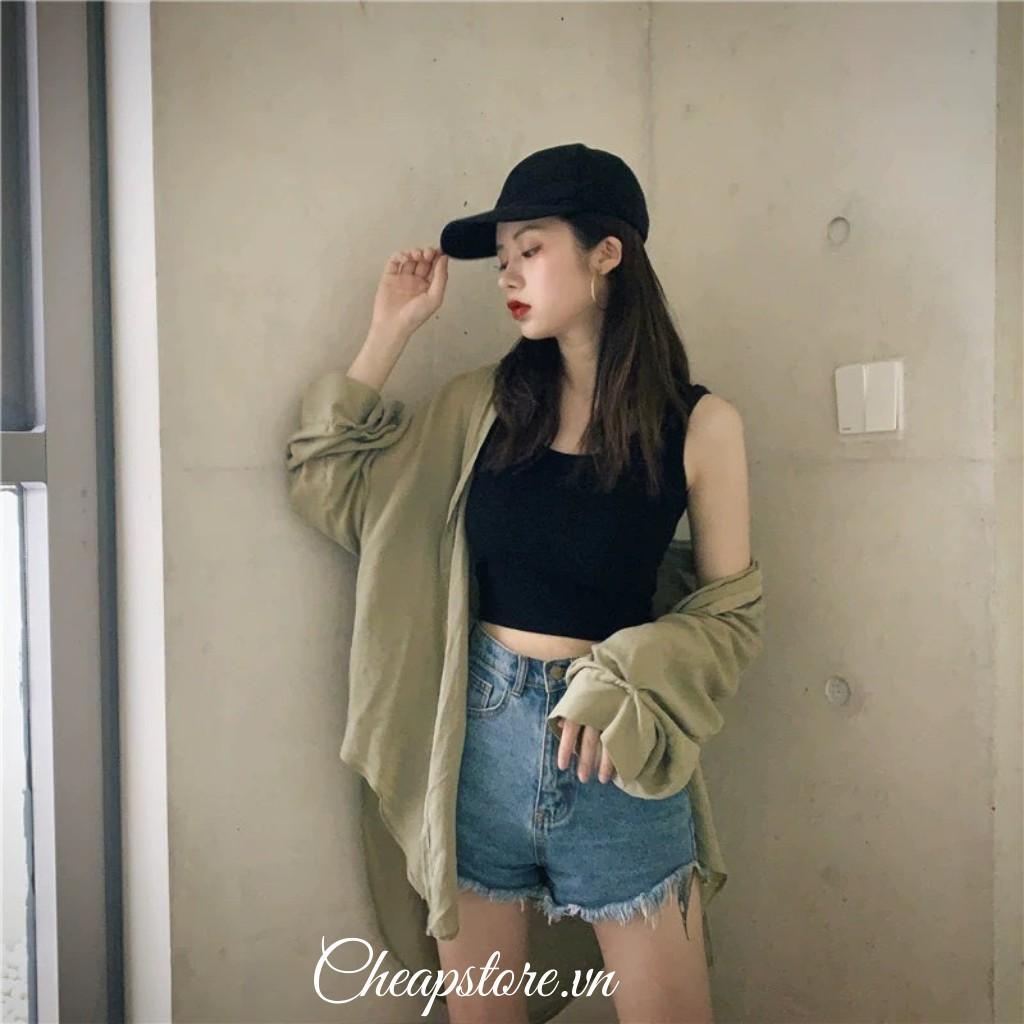 Áo Ba Lỗ Nữ Croptop Ôm Body Trơn _ Áo Croptop 3 lỗ Co Giãn Chất Cotton Mềm
