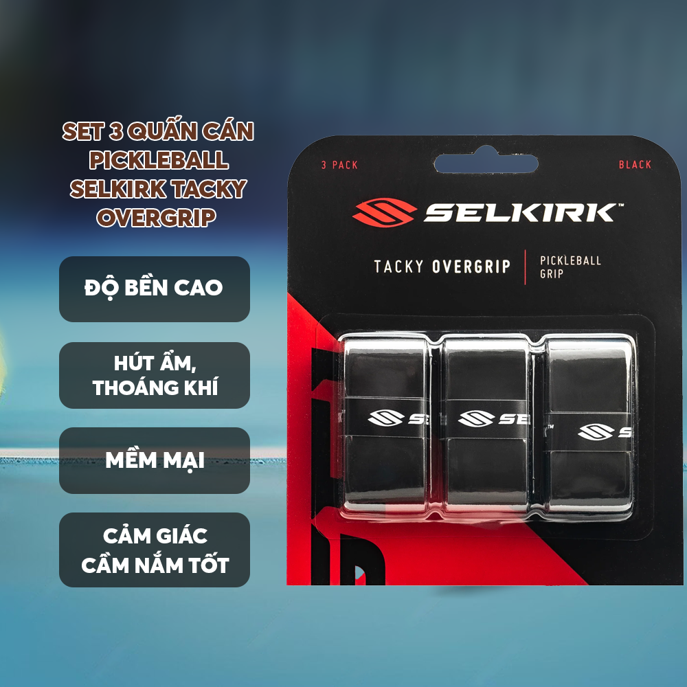 Set 3 Quấn Cán Pickleball Selkirk Cao Cấp Tacky Overgrip - Bám Tay - Tiện Lợi - Êm Ái - Bền Bỉ - Thấm Hút Tốt