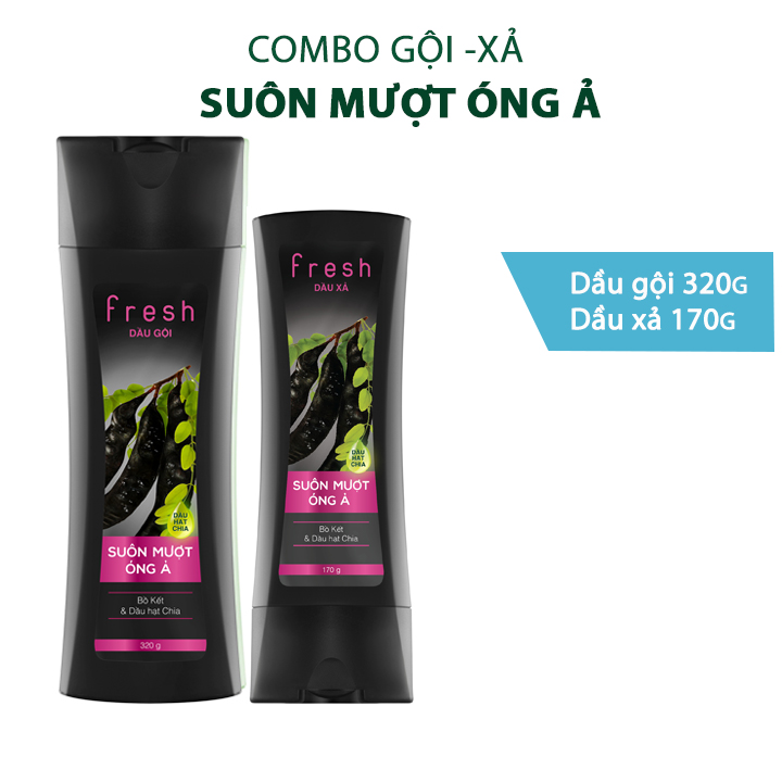 Bộ đôi gội xả Fresh Suôn mượt óng ả chiết xuất Bồ kết 320g + 170g